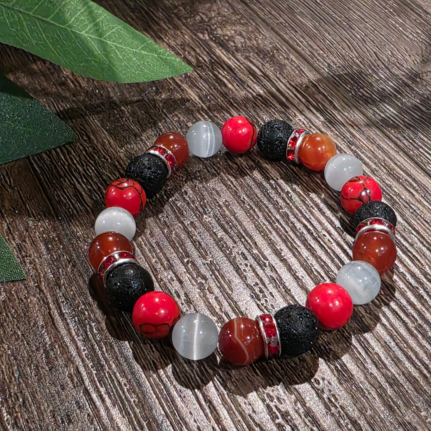 Bracelet Lithothérapie - Énergie & Vitalité - Atelier Zone Verte