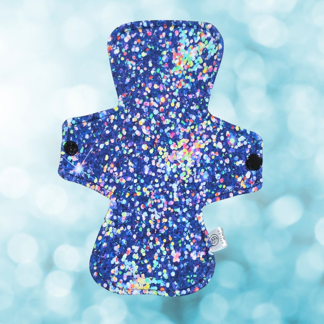 Paillette Bleu - Coton - Serviette Hygiénique Lavable