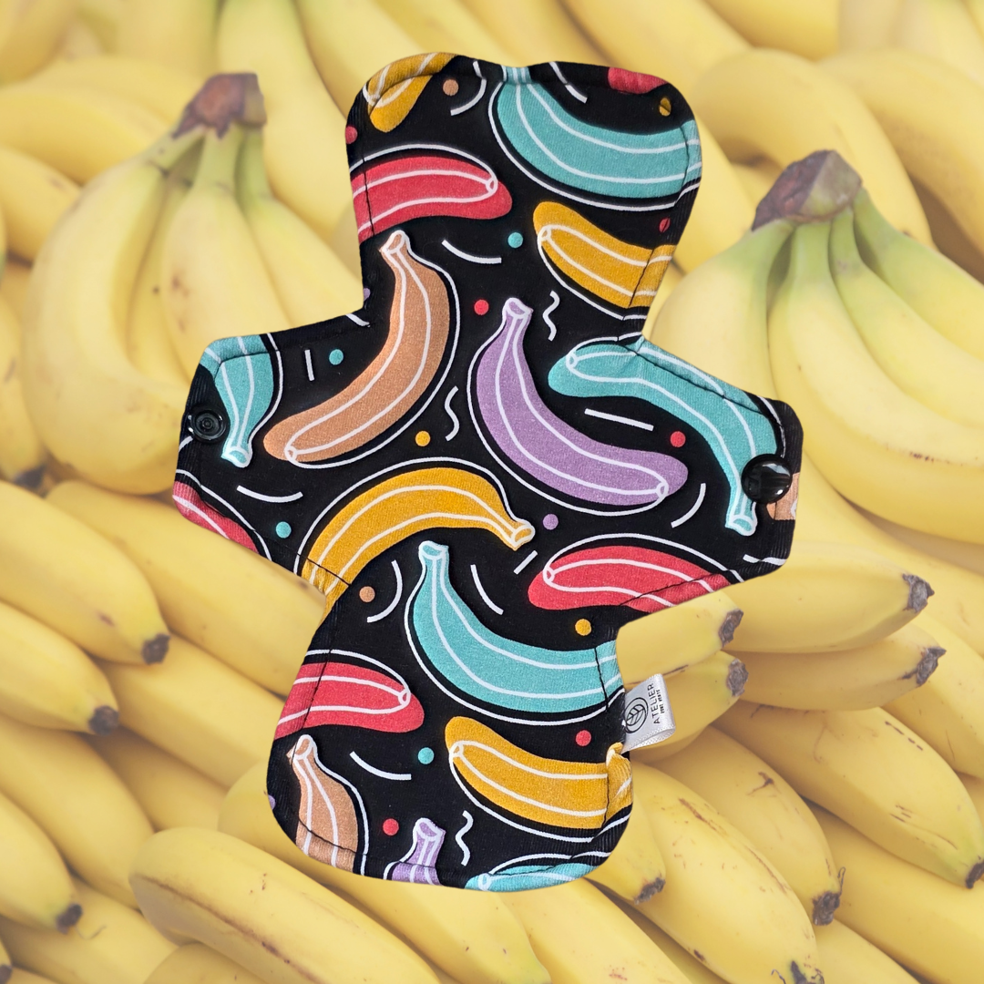 Bananes Colorées - Coton - Serviette Hygiénique Lavable - Atelier Zone Verte