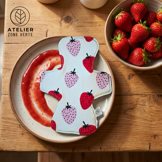 Coulis de Fraises - Coton - Serviette Hygiénique Lavable