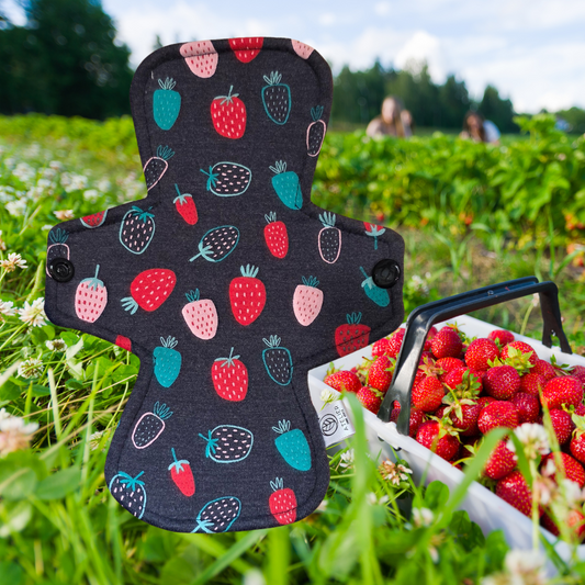Fraises des "Sang" - Coton - Serviette Hygiénique Lavable