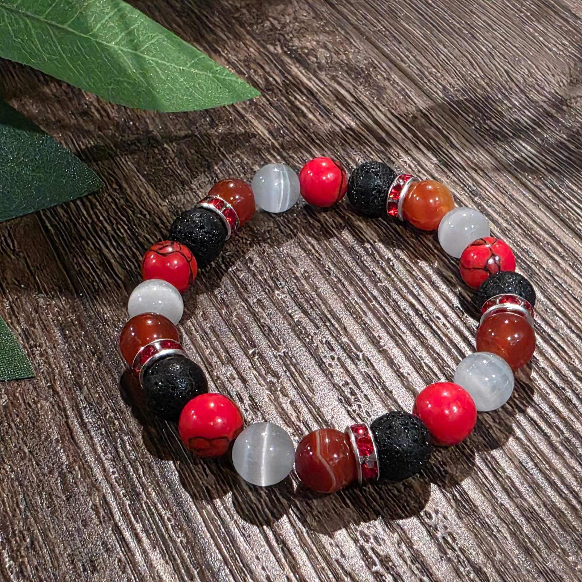 Bracelet Lithothérapie - Énergie & Vitalité - Atelier Zone Verte