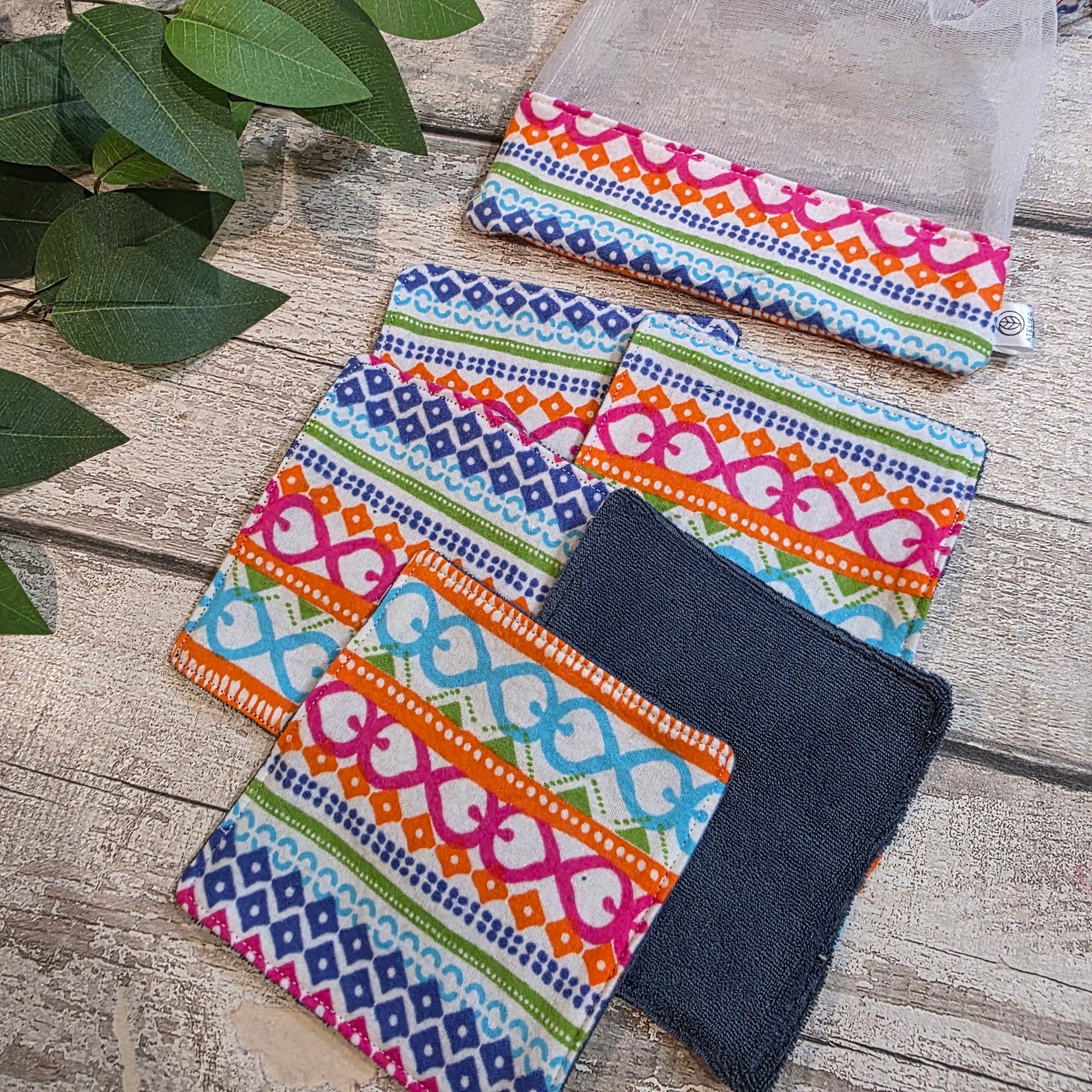 Lingettes Démaquillantes Lavables - Flanelle/Ratine avec Pochette Assortie - Atelier Zone Verte