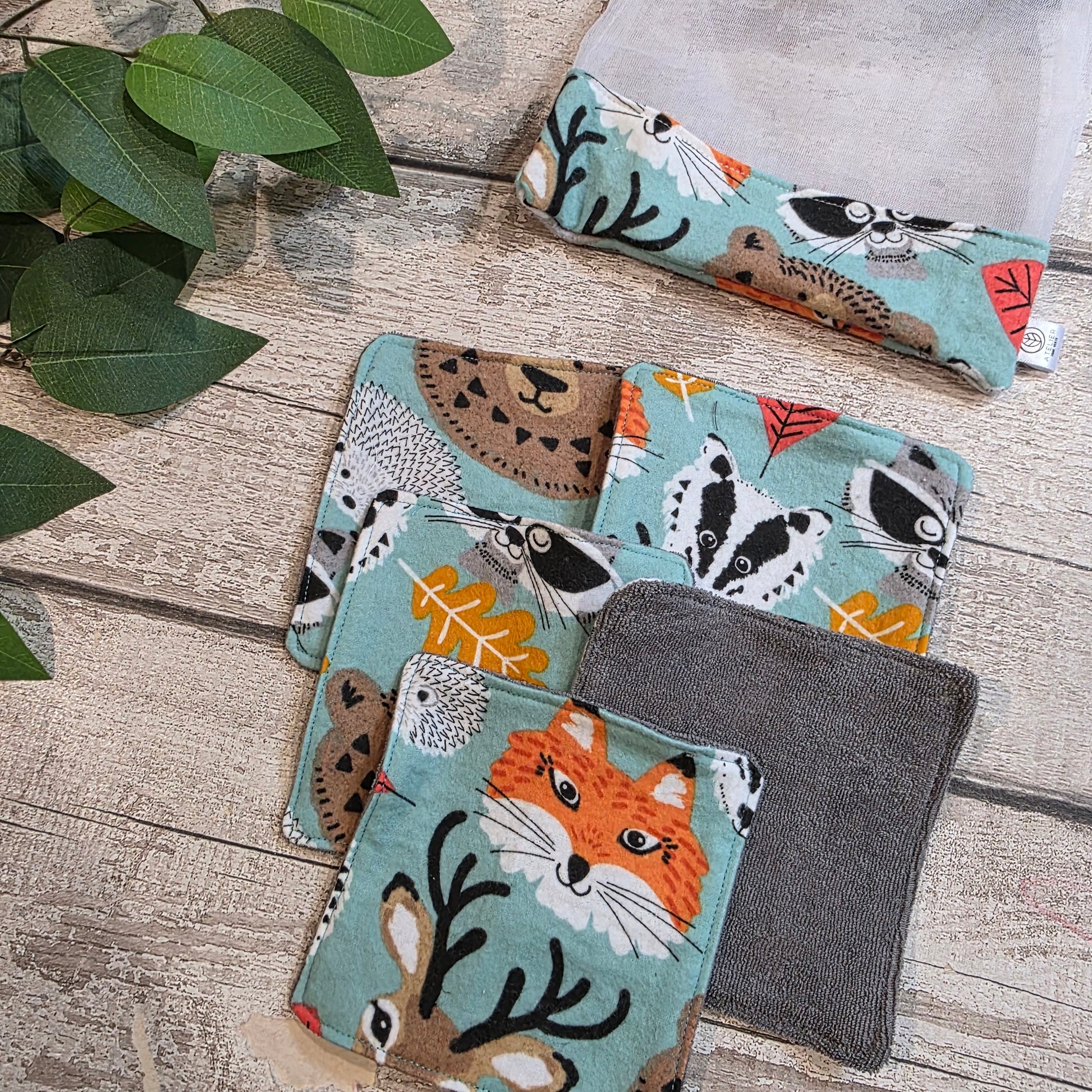 Lingettes Démaquillantes Lavables - Flanelle/Ratine avec Pochette Assortie - Atelier Zone Verte