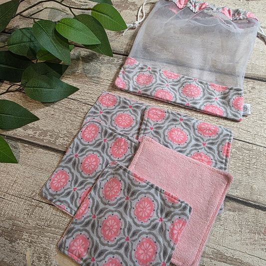Lingettes Démaquillantes Lavables - Flanelle/Ratine avec Pochette Assortie